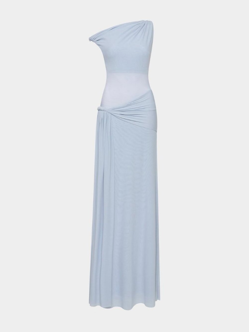 Misha Light Blue One Shoulder Twist Waist Maxi Gown EU 36